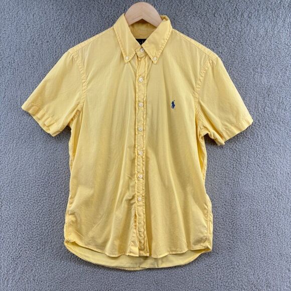Ralph Lauren Featherweight Twill Button-Down Shirt Yellow Short Sleeve Men’s S - Picture 1 of 11